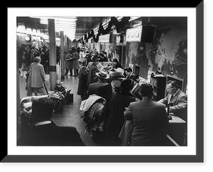 Stream of passengers at New York International Airport where about 15,000 travellers weekly. arrived and departed for foreign countries in 1951, Vintage Wall Art