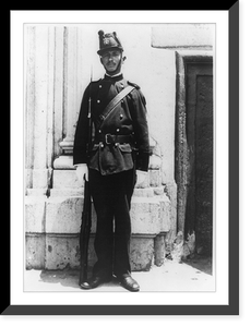 Historic Framed Print, Mexico City, Mexico. Feb. 10, 1913. Soldier guarding National Palace,  17-7/8" x 21-7/8"