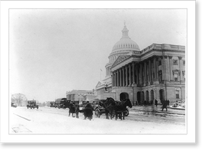 Historic Architecture - U.S. Capitol - Men, with horses and wagon