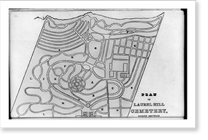 Vintage Americana Print - Pennsylvania - Plan of Laurel Hill Cemetery