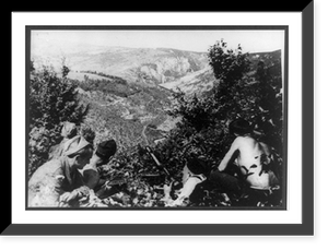 Five Yugoslav Partisan soldiers hiding on mountain, Antique Wall Art
