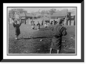 Historic Framed Print, [Japan: kite flying contests, New Year's Day. children flying kites],  17-7/8" x 21-7/8"