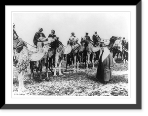 Emir Abdullah of Transjordan inspecting an Arab camel patrol, Vintage Print