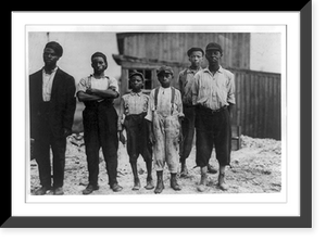 Historic Framed Print, In the Alexandria glass factories, negroes work side by side with the white workers. Also in Richmond. These are some of those working in the Alexandria (Va.) Glass Factory. Location: Alexandria, Virginia.,  17-7/8" x 21-7/8"
