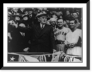 Franklin Roosevelt ready to throw baseball from stands, for first game of the year at Griffith Stadium, Washington, DC, Antique Wall Art