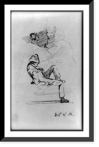 Historic Framed Print, [Head-and-shoulders portrait of a man, and full-length portrait of a man, reclining, facing right],  17-7/8" x 21-7/8"
