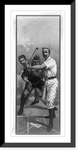 Historic Framed Print, [Baseball player at bat, in front of catcher and umpire],  17-7/8" x 21-7/8"