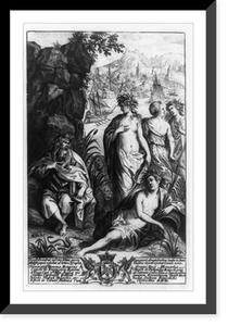 Allegorical scene during Second Punic war, showing Roman galleys in background; with old man and women in foreground, Historic Print