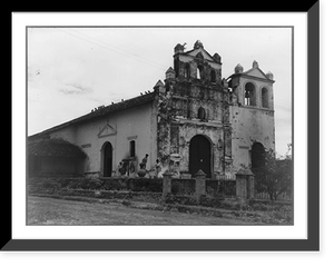 Historic Framed Print, [Facade and left side of Iglesia de Guadalupe, Granada, Nicaragua],  17-7/8" x 21-7/8"