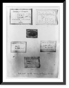 Six bookplates of the Library of Congress, 1815-1864, Antique Wall Art
