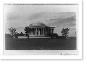 Vintage Americana Print - Jefferson Memorial with the cherry blossoms