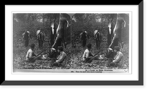 Historic Framed Print, In a camp of deer hunters. Two in and two more coming.photographed and published by H.H. Bennett.,  17-7/8" x 21-7/8"