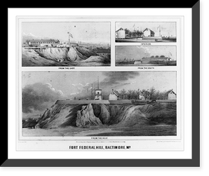 Historic Framed Print, Fort Federal Hill, Baltimore, Md.,  17-7/8" x 21-7/8"
