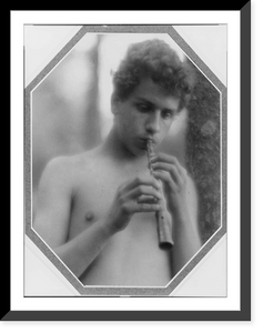 Historic Framed Print, [Nude youth playing pipe],  17-7/8" x 21-7/8"