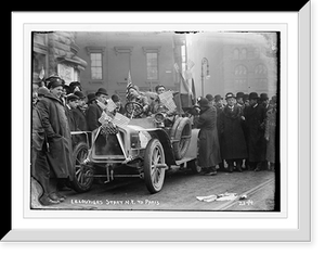 Historic Framed Print, New York to Paris race - start of Lelouvier,  17-7/8" x 21-7/8"