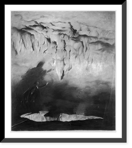 Historic Framed Print, [Croghan Hall, two men near maelstrom in Mammoth Cave, Kentucky].AC.,  17-7/8" x 21-7/8"
