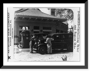 Installing water and engine oil.Keystone View Co, Antique Wall Art