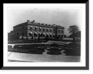 Historic Framed Print, [Hamilton Rice Home in Newport, Rhode Island, exterior, with view of formal garden],  17-7/8" x 21-7/8"