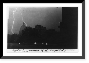 Lightning near U.S. Capitol Classic, Antique Print
