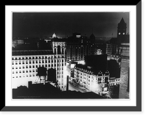 Historic Framed Print, D.C. Washington. Night view from Press Club Building.photoprint by Underwood & Underwood.,  17-7/8" x 21-7/8"