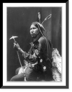 Afraid of Hawk, three-quarter length portrait, seated, facing left; holding tomahawk, Antique Wall Art