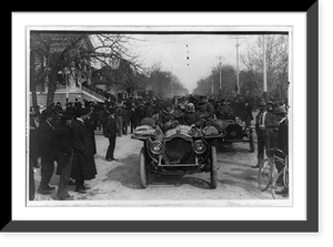 Historic Framed Print, [Crowd and racers of New York to Paris automobile race, 1908, the New York to San Francisco segment],  17-7/8" x 21-7/8"