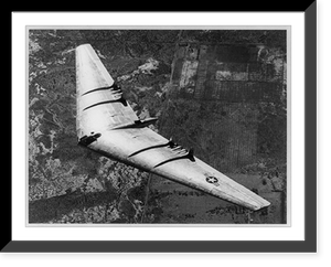 Aerial view of U.S. Air Force's 100-ton Northrop Flying Wing YB-49 jet bomber in flight, Antique Wall Art
