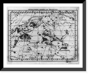 Star map with constellations of Andromeda, Perseus, and Triangulum, Antique Print