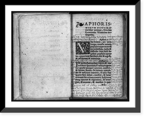 Historic Framed Print, [Opening page of Aphorismi, with decorated initial V],  17-7/8" x 21-7/8"