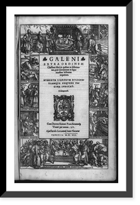 Title page of Extra ordinem classium libri, with border illustrations showing medical scenes from life of Galen, physician to Marcus Aurelius, Antique Wall Art