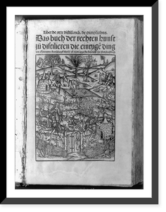 Garden with people and apparatus for distilling a plant's medicinal essences, Historic Reproduction