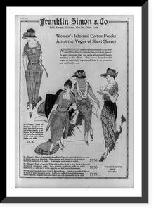 Women's informal cotton frocks attest the vogue of short sleeves, Historic Reproduction