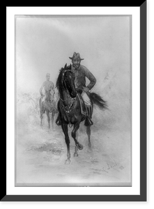 Ulysses S. Grant, with cigar in his mouth, on horseback.C.W. Reed. Classic, Antique Print