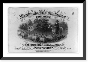 Advertisement made for the Merchants Life Insurance Co. of New York City, possibly used as receipt.American Bank Note Co., New-York. - 3, Antique Print