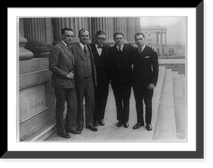 Five men, one in middle with glasses, posed standing on steps of the U.S. Capitol, Vintage Wall Art