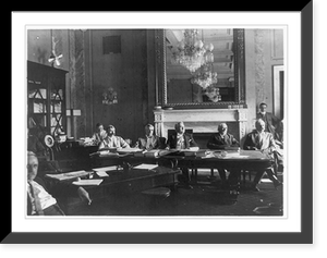 U.S. Senate Sub-Committee on Labor Investigation, seated at tables covered with papers and fans, Vintage Wall Art