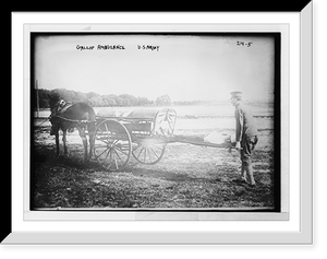 Historic Framed Print, Horse drawn Gallop ambulance, U.S. Army,  17-7/8" x 21-7/8"