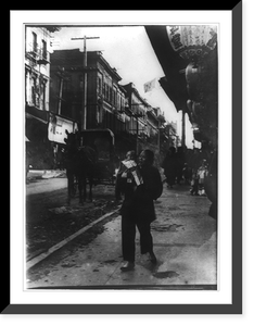 Chinese woman carrying child down street in Chinatown, San Francisco, California, Vintage Print