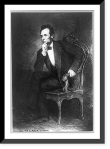 Abraham Lincoln, full-length portrait, seated, facing left, right hand under chin.reproduced by Gibson, Sykes & Fowler, Chicago, Vintage Poster