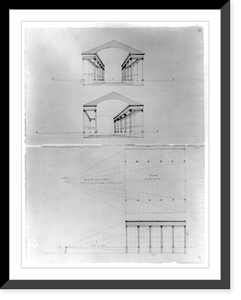 Church interior. Plan, elevation, and perspective sections from different points of view, Antique Poster