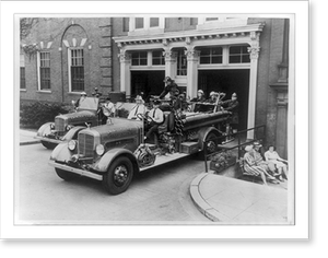 Antique City View - Washington, DC - Firemen on two fire engines, 1643