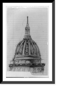 West Virginia Capitol Complex (Charleston, W. Va.). Dome and cupola. Sketch elevation and study.CG, Antique Print