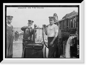 Historic Framed Print, Gasoline for fire engine,  17-7/8" x 21-7/8"