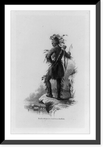 Historic Framed Print, [Proof for bank note vignette showing Indian standing on cliff overlooking harbor].Rawdon, Wright, Hatch & Edson, New York.,  17-7/8" x 21-7/8"