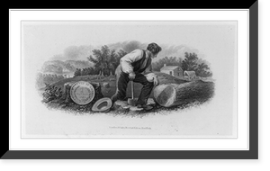 Historic Framed Print, [Proof for bank note vignette showing man with axe by fallen tree and U.S. coin by stump].Rawdon, Wright, Hatch & Edson, New York.,  17-7/8" x 21-7/8"