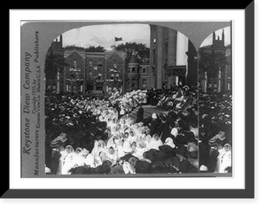 Historic Framed Print, School children in front of St. James Cathedral receiving the blessing of the Papal Legate, Cardinal Vannutelli, Sept. 9, 1910. 21st International Eucharistic Congress, Montreal, Canada,  17-7/8" x 21-7/8"