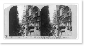 Antique Scenic Print - New York City - Lower Broadway