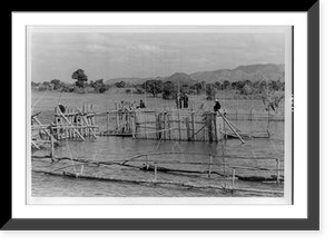 Fishermen with fish trap on the Tonl&eacute; Sap in the basin of the lower Mekong River, Cambodia, Antique Poster