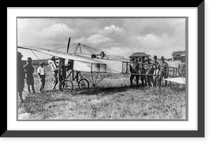 Early model airplane and soldiers, Camp Logan, Houston, Texas, Antique Print