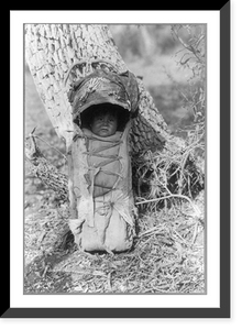 Historic Framed Print, Apache babe in carrier.E.S. Curtis.,  17-7/8" x 21-7/8"